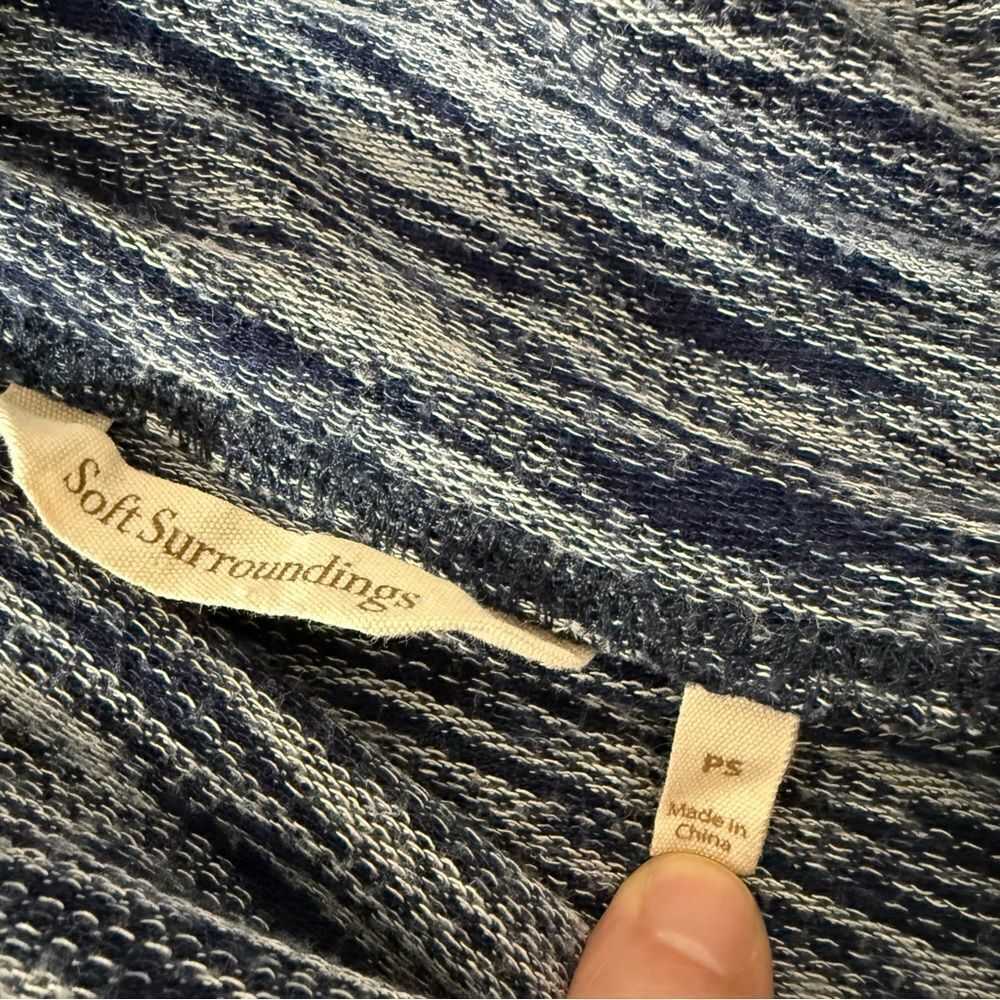 Soft Surroundings Sweater Womens Sz S Marled Blue Split Cowl Neck Comfy Soft - Picture 8 of 11